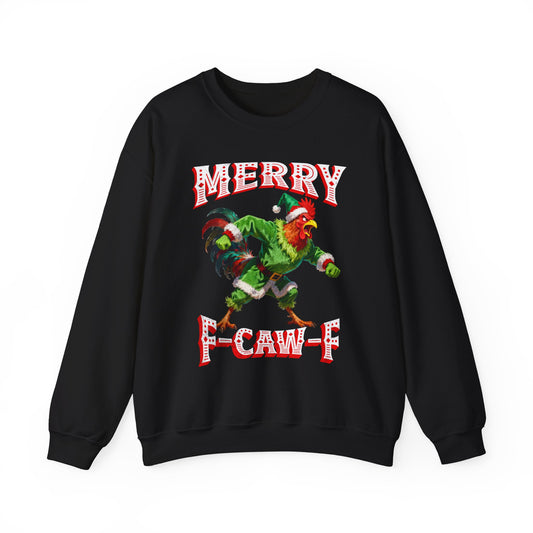Merry F-CAW-F | Grumpy Christmas Sweatshirt | Funny Holiday Top | Ugly Sweater Party