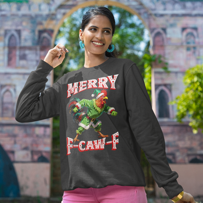 Merry F-CAW-F | Grumpy Christmas Sweatshirt | Funny Holiday Top | Ugly Sweater Party