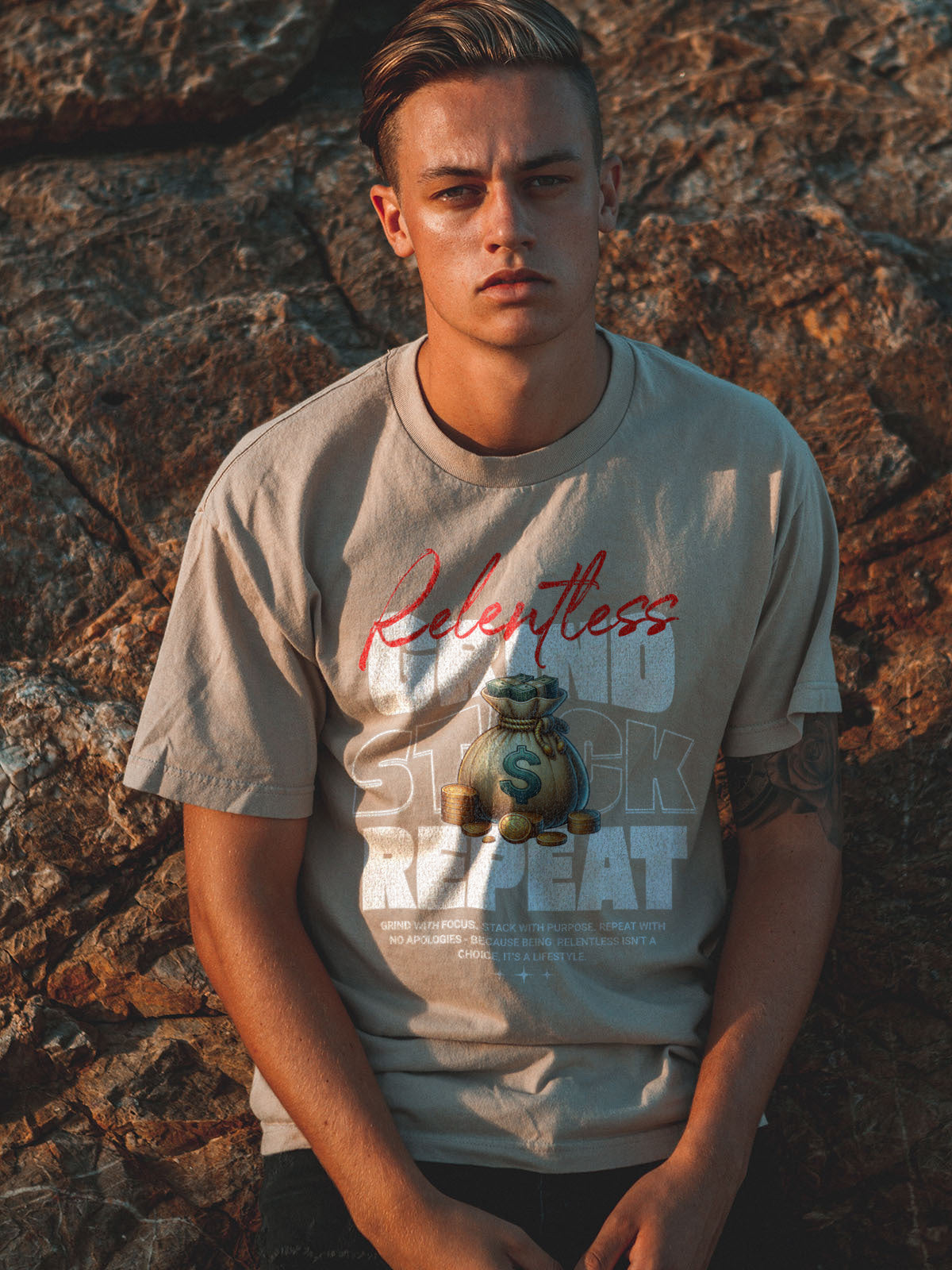 Relentless - Grind. Stack. Repeat. Tee