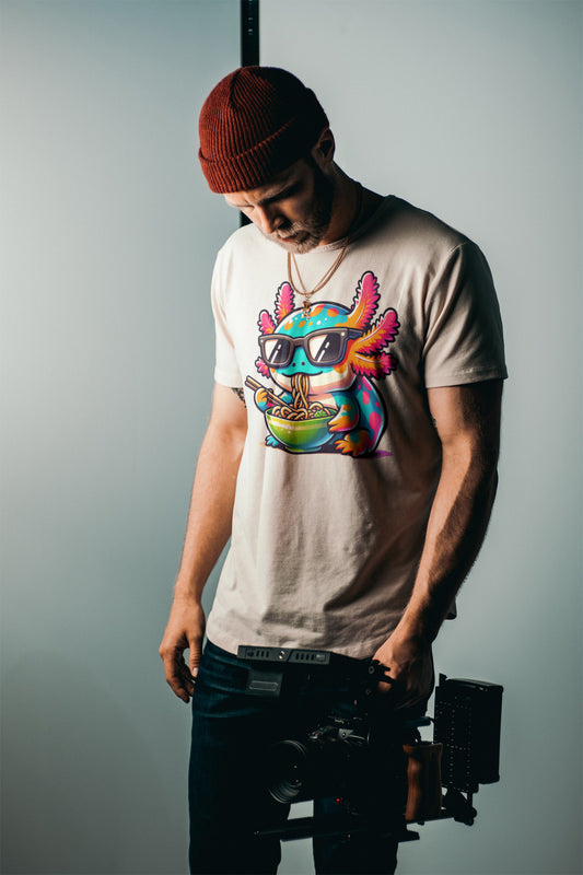 Axolotl Salamander Eating Ramen Tee